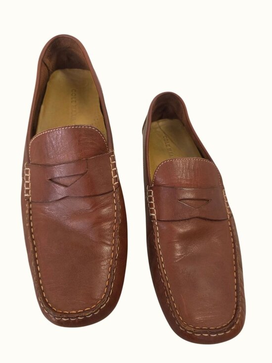 Cole Haan Mens 13M Cognac Brown Leather Driver Loafers Moc Toe Repaired Vamp main image 8